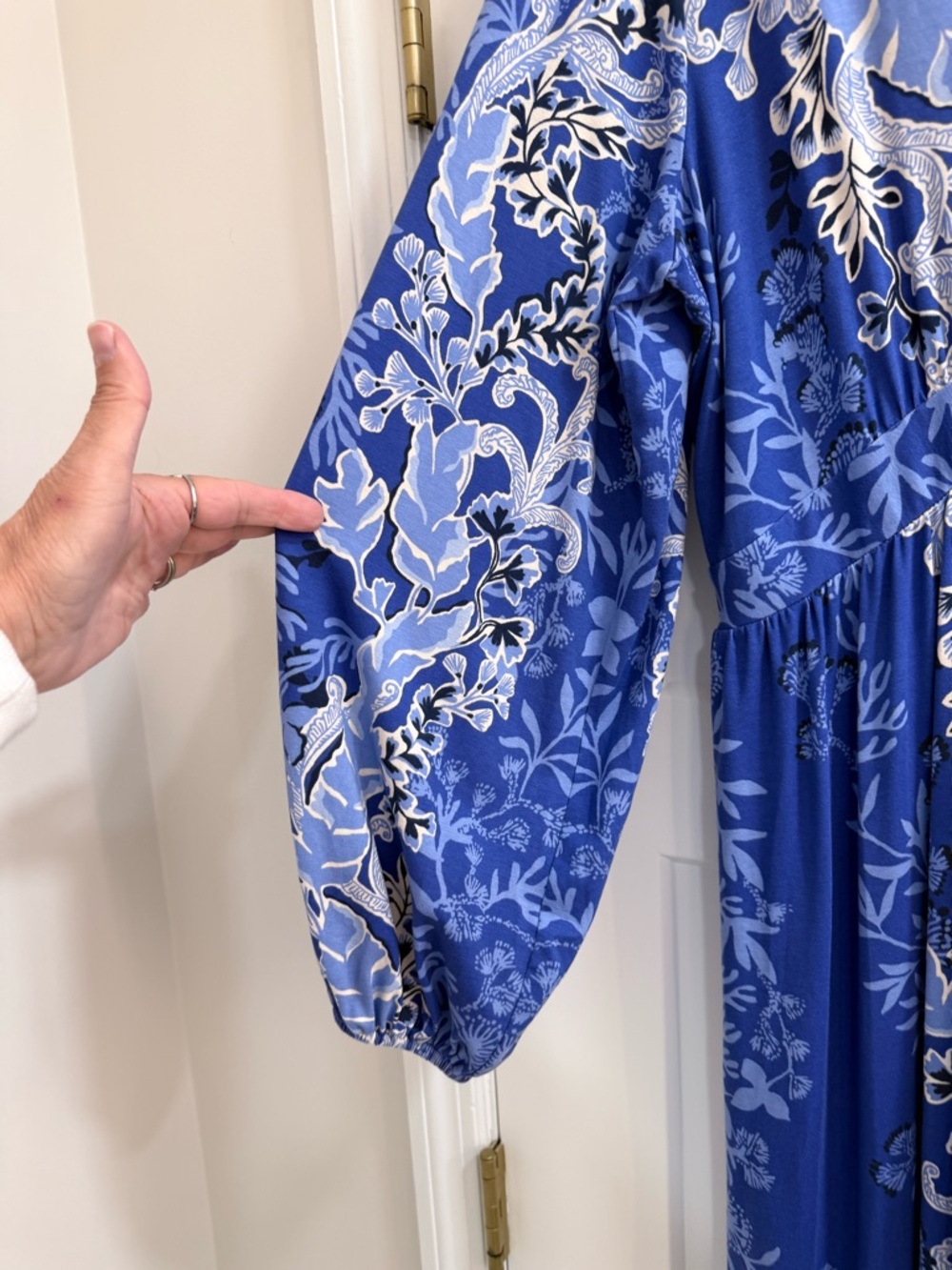WEXLEE LONG SLEEVE MAXI DRESS, ALBA BLUE BAJA COVE ENGINEERED KNIT SZ 16 - Picture 6 of 8